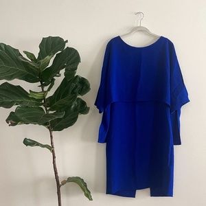 ADRIANNA PAPELL Blue Draped Blouson Sheath Dress sz 10